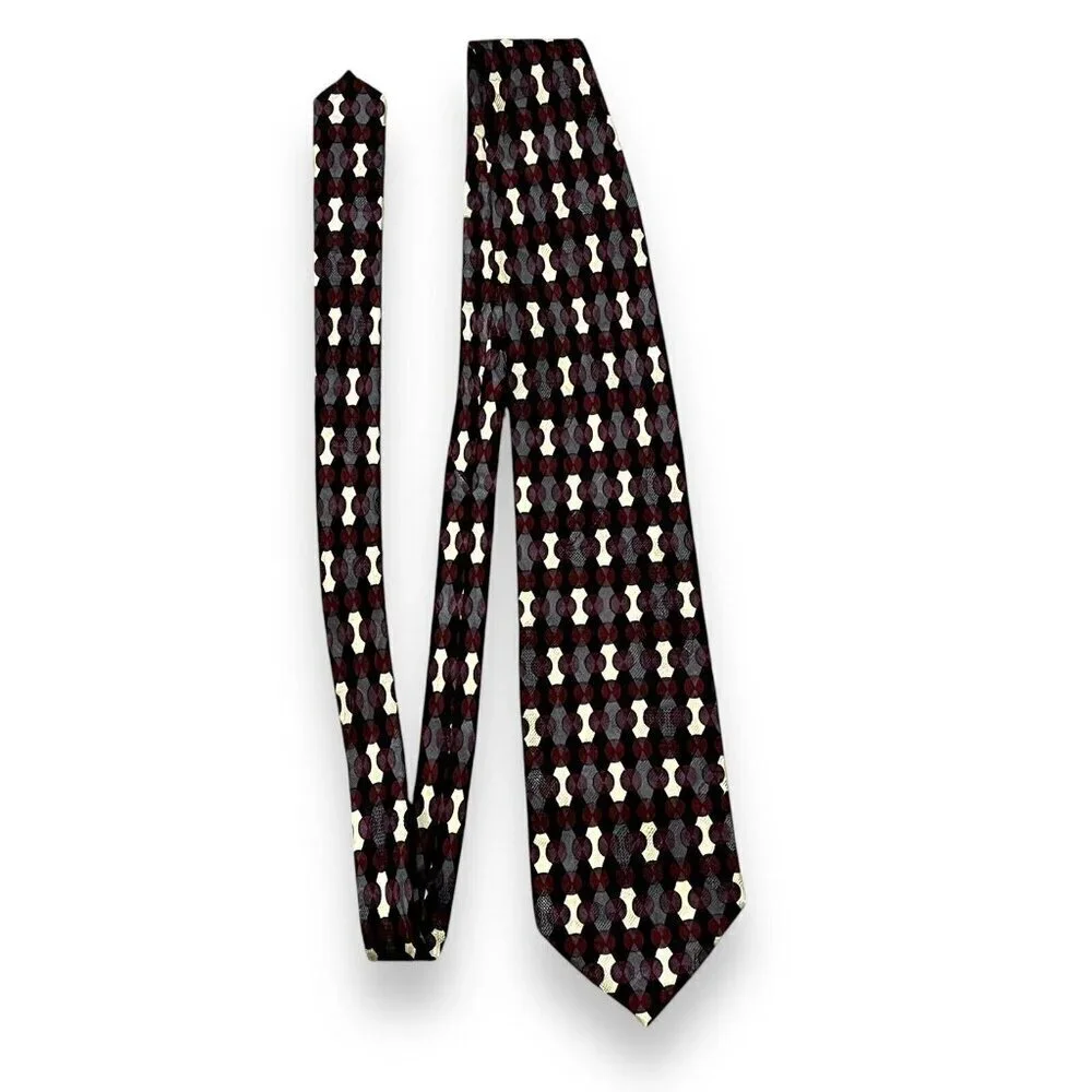 Jhane Barnes Silk Neck Tie Dots Diamonds Geometric Print Made in Japan Luxury - Picture 4 of 8